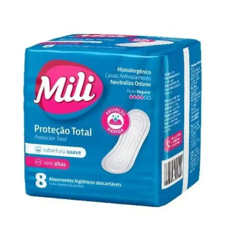 ABSORVENTE HIG. MILI PROT. TOTAL SUAVE S/ ABAS C/8