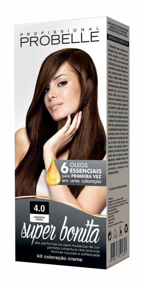 TINTA CABELO SUPER BONITA PROBELLE CASTANHO MÉDIO 4.0