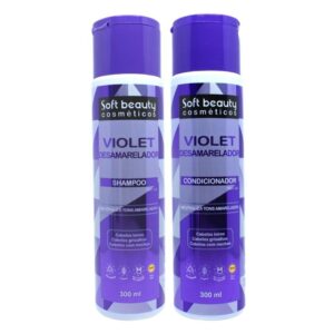 KIT SHAMPOO + CONDICIONADOR VIOLETA DESAMARELADOR 300ML SOFT BEAUTY