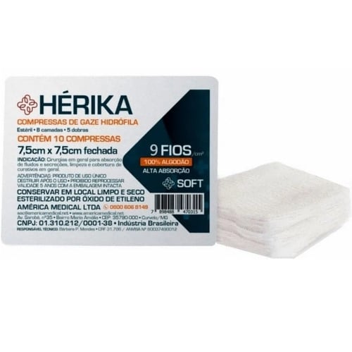 COMPRESSA GAZE HÉRIKA 9 FIOS C/10