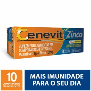 CENEVIT ZINCO VITAMINA C + ZINCO + IMUNIDADE C/ 10 COMPR. ENFERVESCENTES LARANJA