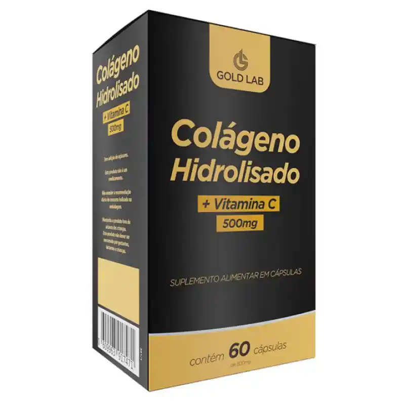COLÁGENO HIDROLISADO + VITAMINA C 500MG C/ 60 CAP GOLD LAB