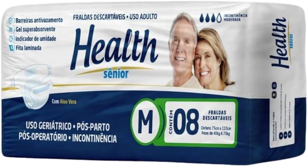 FRALDA GERIÁTRICA HEALTH SENIOR REGULAR M C/8
