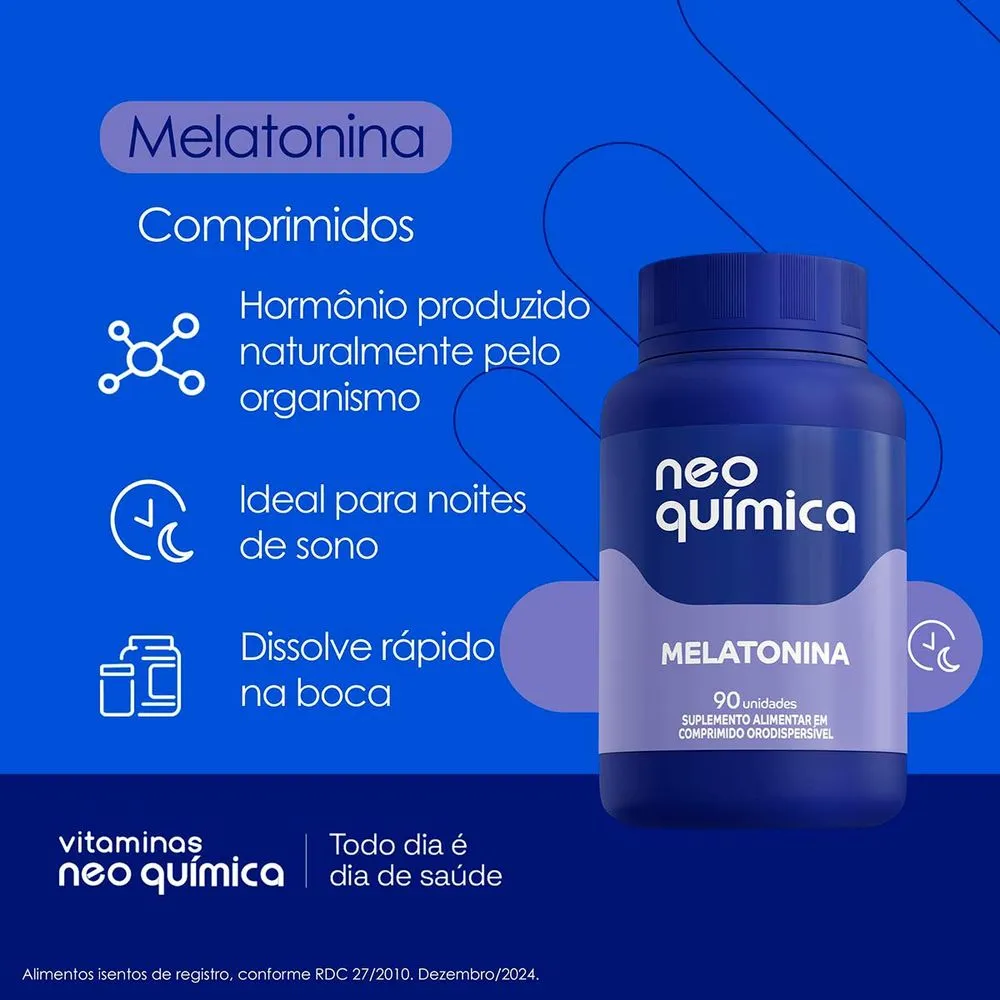 MELATONINA C/ 90 COMPR. ORODISPERSÍVEL NEO QUÍMICA - Imagem 2