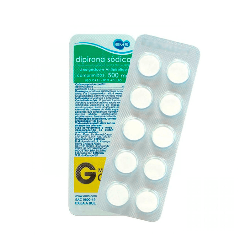DIPIRONA MONOIDRATA 500MG C/ 10 COMPRIMIDOS EMS