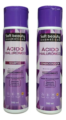 KIT SHAMPOO + CONDICIONADOR ÁCIDO HIALURÔNICO 300ML SOFT BEAUTY