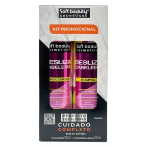 KIT SHAMPOO + CONDICIONADOR DESLIZA CABELEIRA 300ML SOFT BEAUTY
